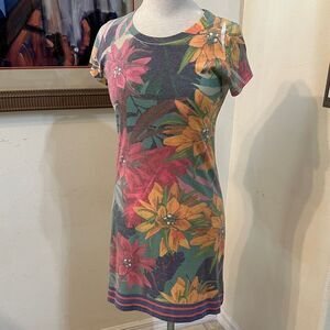 Whimsy Rose Tropical Floral Short Sleeve Dress Size XS